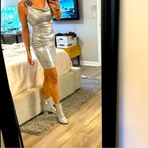 Silver Metallic Slip Dress